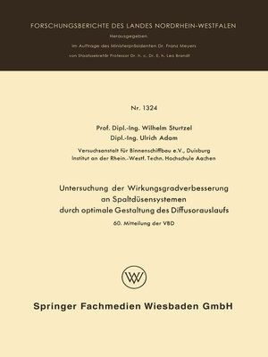 cover image of Untersuchung der Wirkungsgradverbesserung an Spaltdüsensystemen durch optimale Gestaltung des Diffusorauslaufs